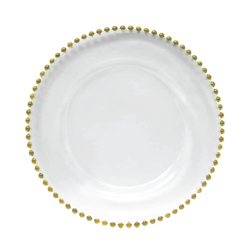 Gold Beaded Glass Charger