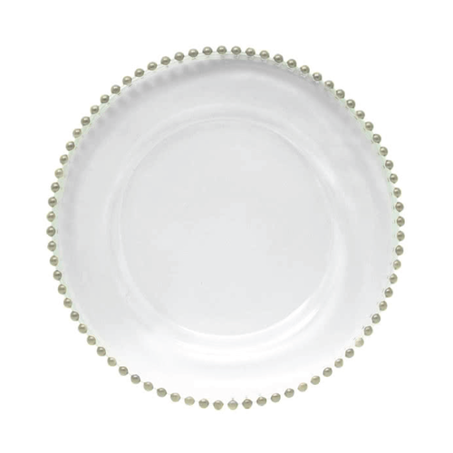 Silver Beaded Glass Charger
