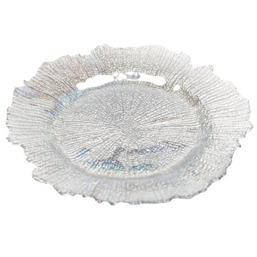 Silver Rainbow Sponge Glass Charger
